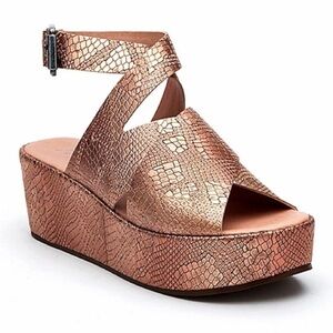 Matisse Runaway Platform Sandals Rose Gold Metallic Snake Animal‎ Print Size 9M